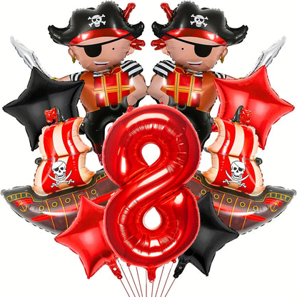 Ballons Anniversaire Pirate | Lot de 9 pièces