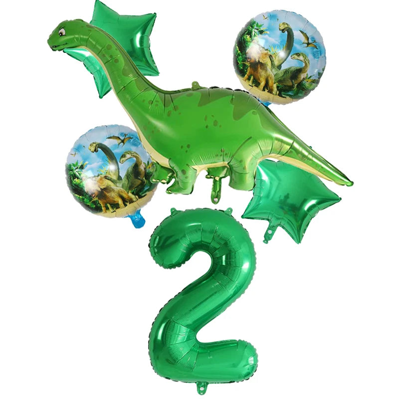 6Pcs Big Dinosaur Foil Balloons Blue Green Number Balloons Dinosaur Party Dino Theme Animal Birthday Party Decoration Kids Toy