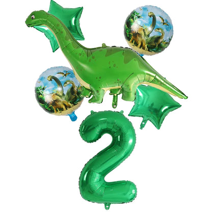 6Pcs Big Dinosaur Foil Balloons Blue Green Number Balloons Dinosaur Party Dino Theme Animal Birthday Party Decoration Kids Toy