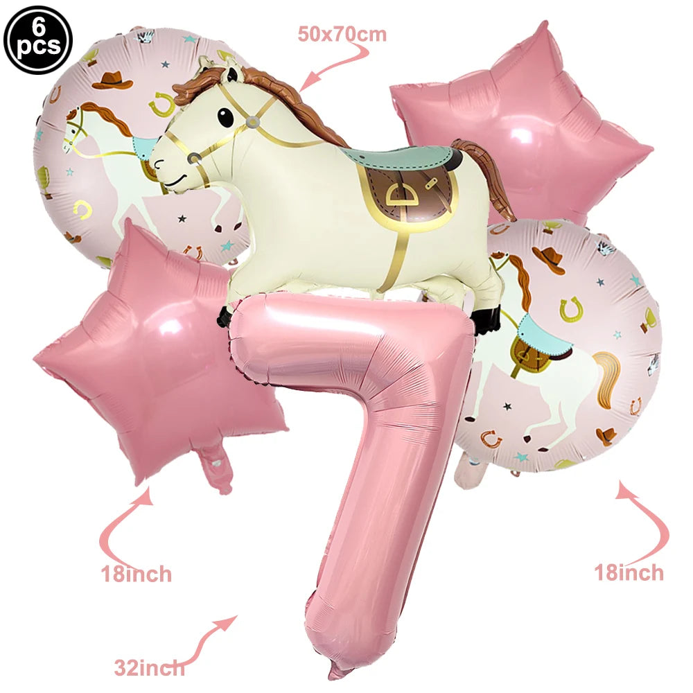 Horse Foil Balloon Set 18inch Horse Pattern Balloon Standing Pony Balloon Set Birthday Racing Horse Party Baby Shower Decoration