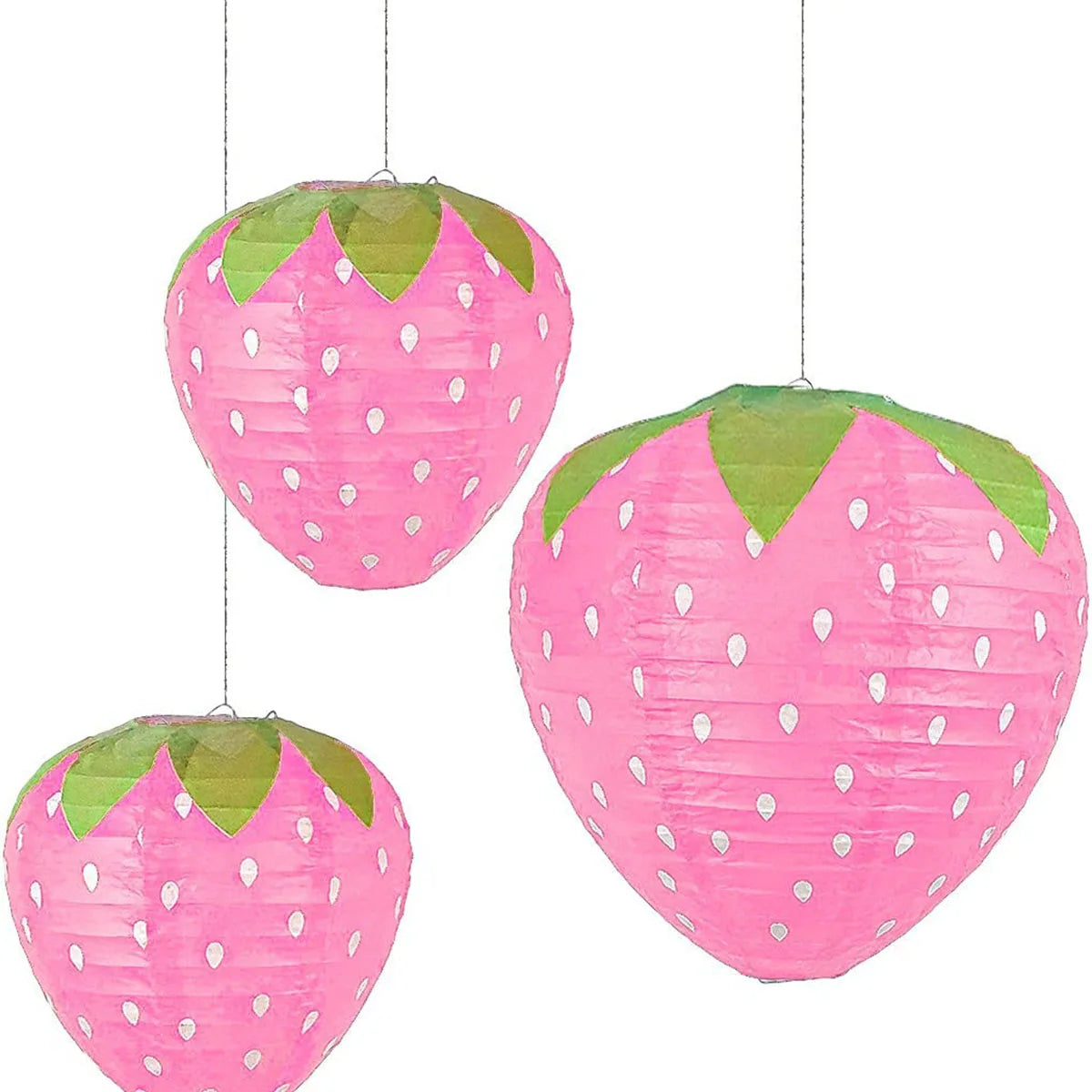 3PCSX20CM Strawberry Paper Lanterns Ornament Very Refreshing and Cute for Fruit Theme Birthday Party Baby Shower Paper Wedding G