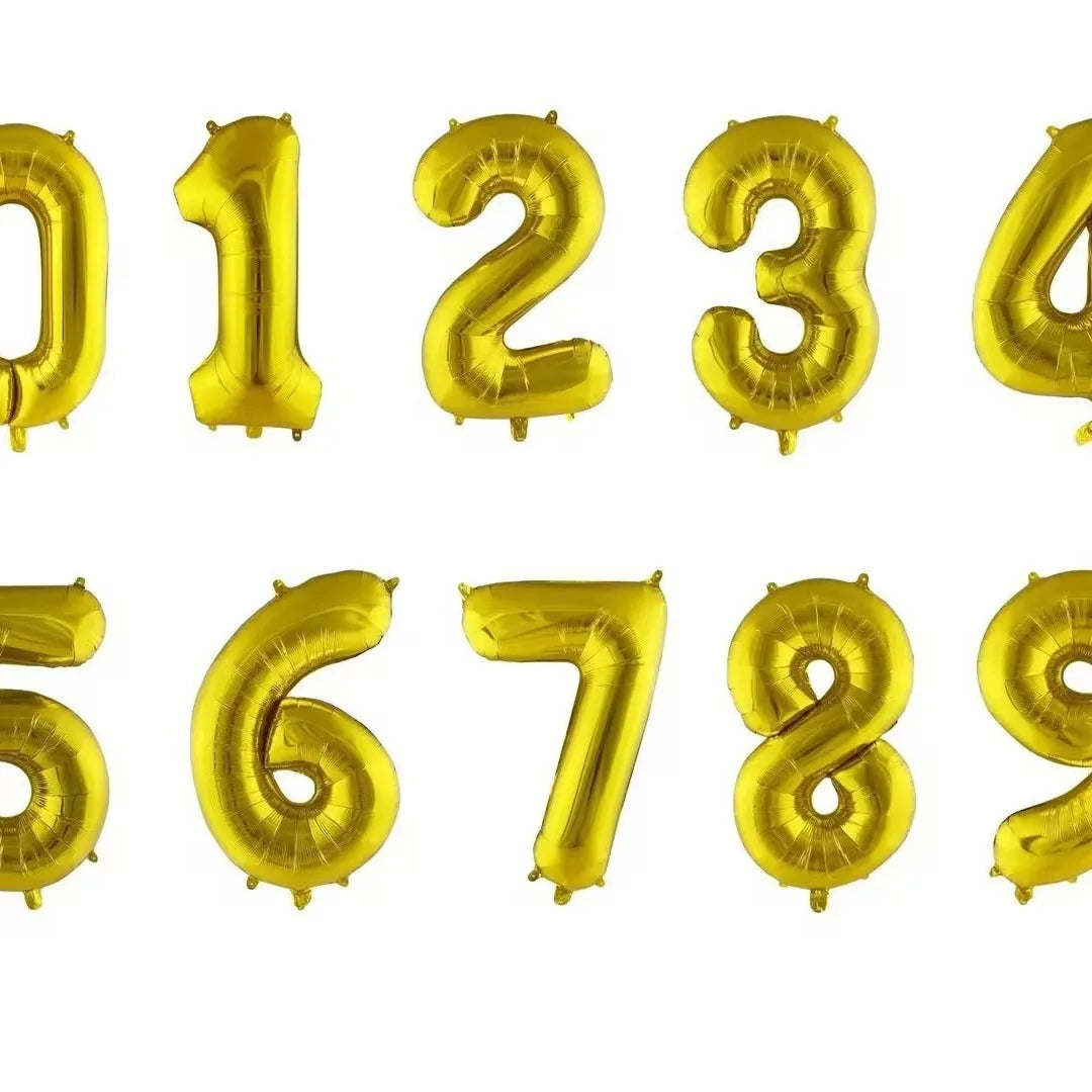 Ballon chiffre | Or | 32 pouces | 0 à 9