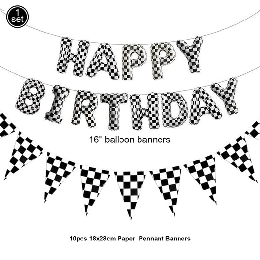 7 Pcs Race Car Birthday Balloons 40 Inch Racetrack Black Number 3 Balloon for 3st Birthday Race Car Theme Party Decor Supplies