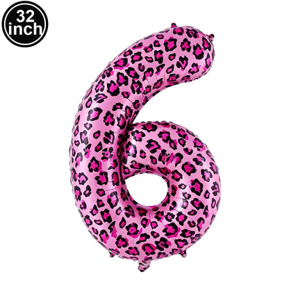 Ballon chiffre léopard rose | 32 pouces