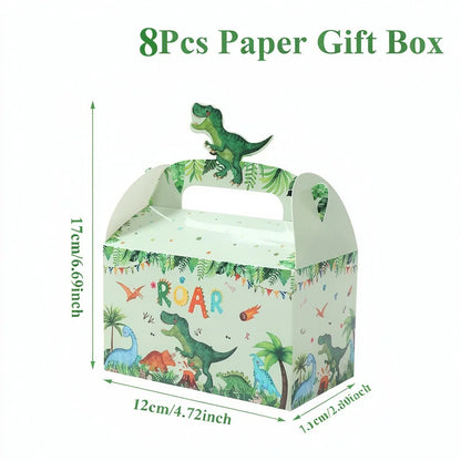 Dinosaur Party Favor Boxes Roar Jungle Theme Candy Paper Treat Bags for Kids Boys Birthday Baby Shower Packaging Supplies