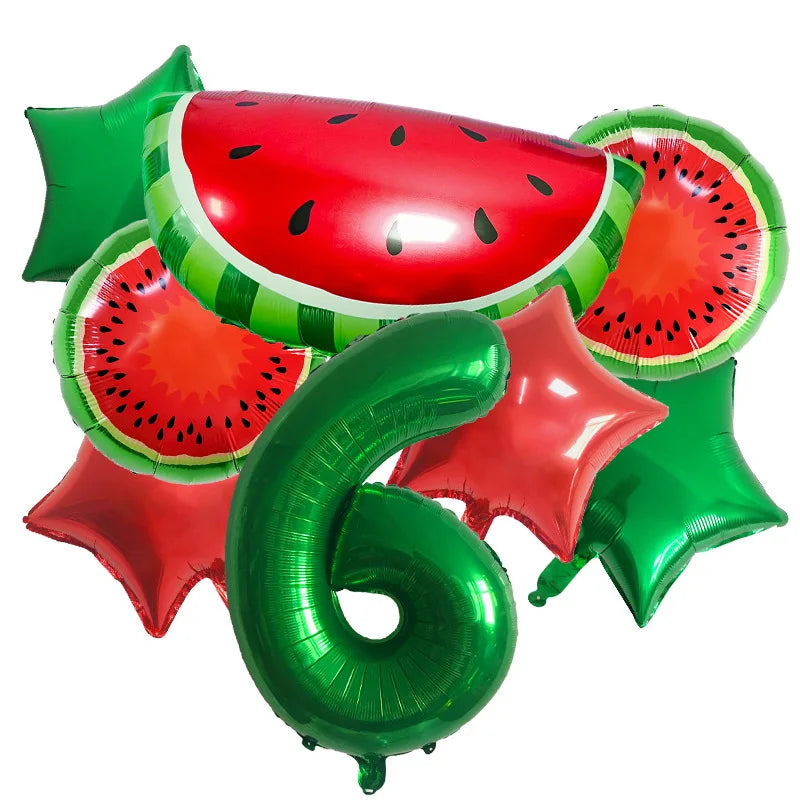 10Pcs New Summer Watermelon  Balloon Birthday Fruit Party Decoration Aluminum Film Balloon Set Party Balloon Decoration