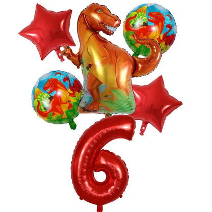6Pcs Big Dinosaur Foil Balloons Blue Green Number Balloons Dinosaur Party Dino Theme Animal Birthday Party Decoration Kids Toy