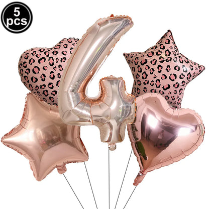 Ballon Chiffre Léopard Rose Gold | Lot de 5 Pièces
