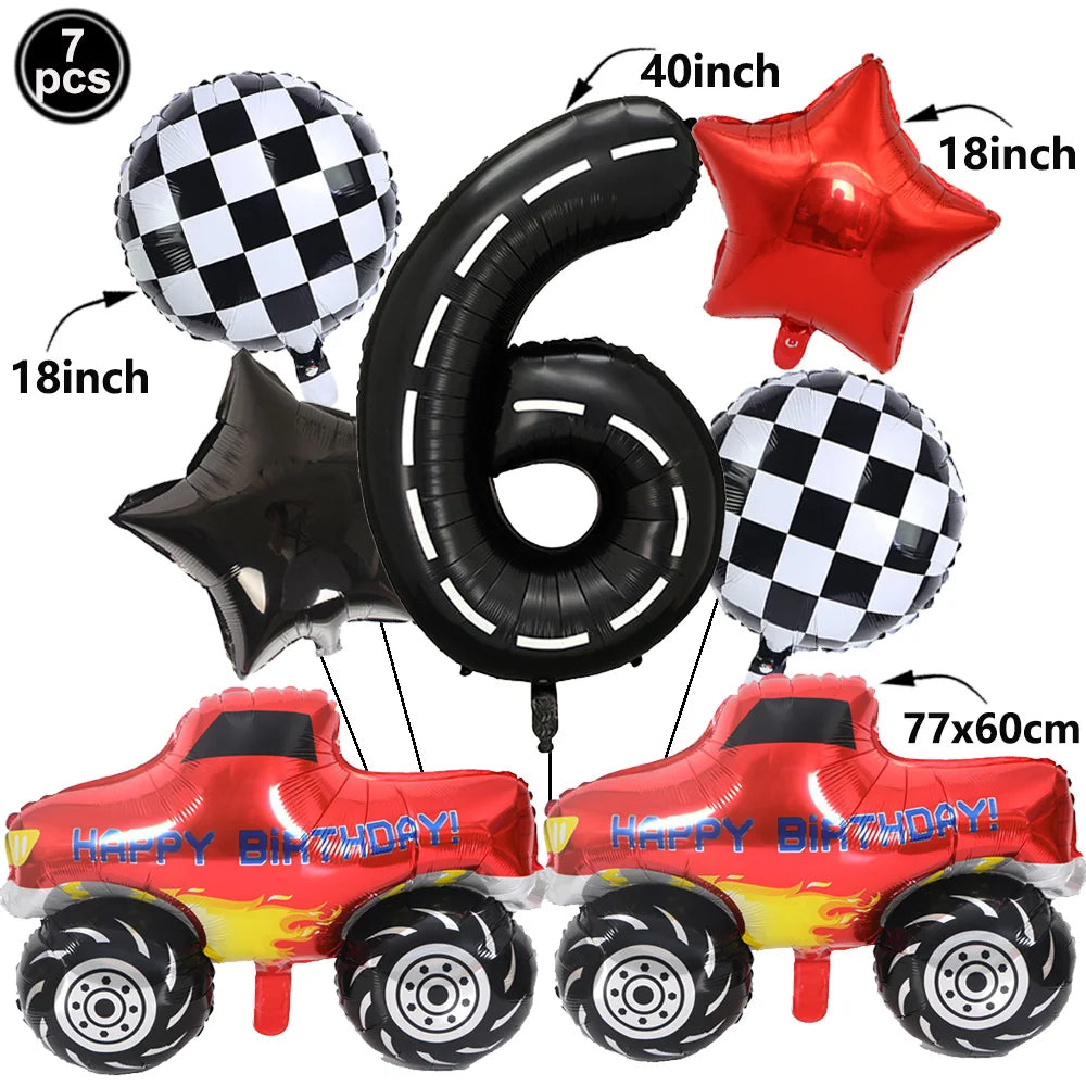 1set Monster Truck Balloons 40inch Number Balloon Set Monster Truck Birthday Balloon Baby Shower Race Car Party Decor Supplies