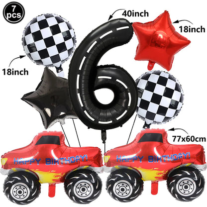 1set Monster Truck Balloons 40inch Number Balloon Set Monster Truck Birthday Balloon Baby Shower Race Car Party Decor Supplies
