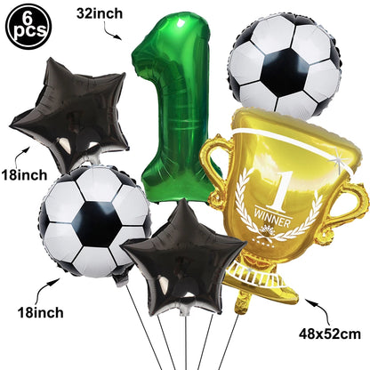 Soccer Birthday Decorations Soccer Ball Gold Trophy Red Blue Number Balloons Set Soccer Sports Theme Boy Birthday Party Decor