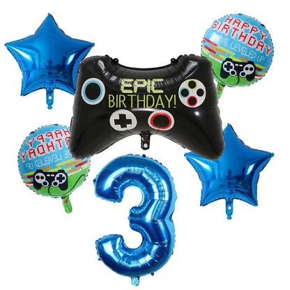 6Pcs Game Balloons Birthday Gamepad Foil Balloon Gaming Globos Number Balloon LAN Party Children's Boy Birthday Party Decoration