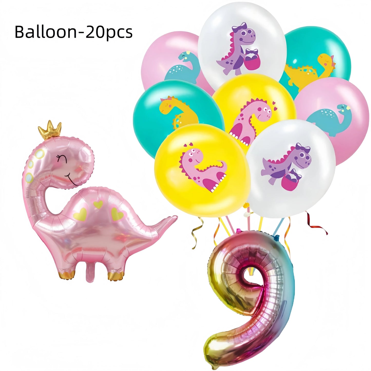 Pink Dinosaur Birthday Party Decorations Tableware Cup Plate Napkin 3D Dinosaur Balloon for Baby ShowerParty Supplies Favors