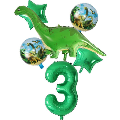 6Pcs Big Dinosaur Foil Balloons Blue Green Number Balloons Dinosaur Party Dino Theme Animal Birthday Party Decoration Kids Toy