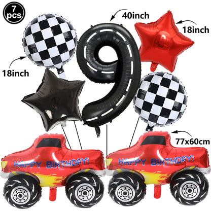1set Monster Truck Balloons 40inch Number Balloon Set Monster Truck Birthday Balloon Baby Shower Race Car Party Decor Supplies