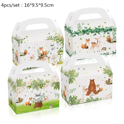 Jungle Theme Party Decor Supply Disposable Tableware Plate Banner Forest Animal Fox Hedgehog Balloon Baby Shower Kid Birthday