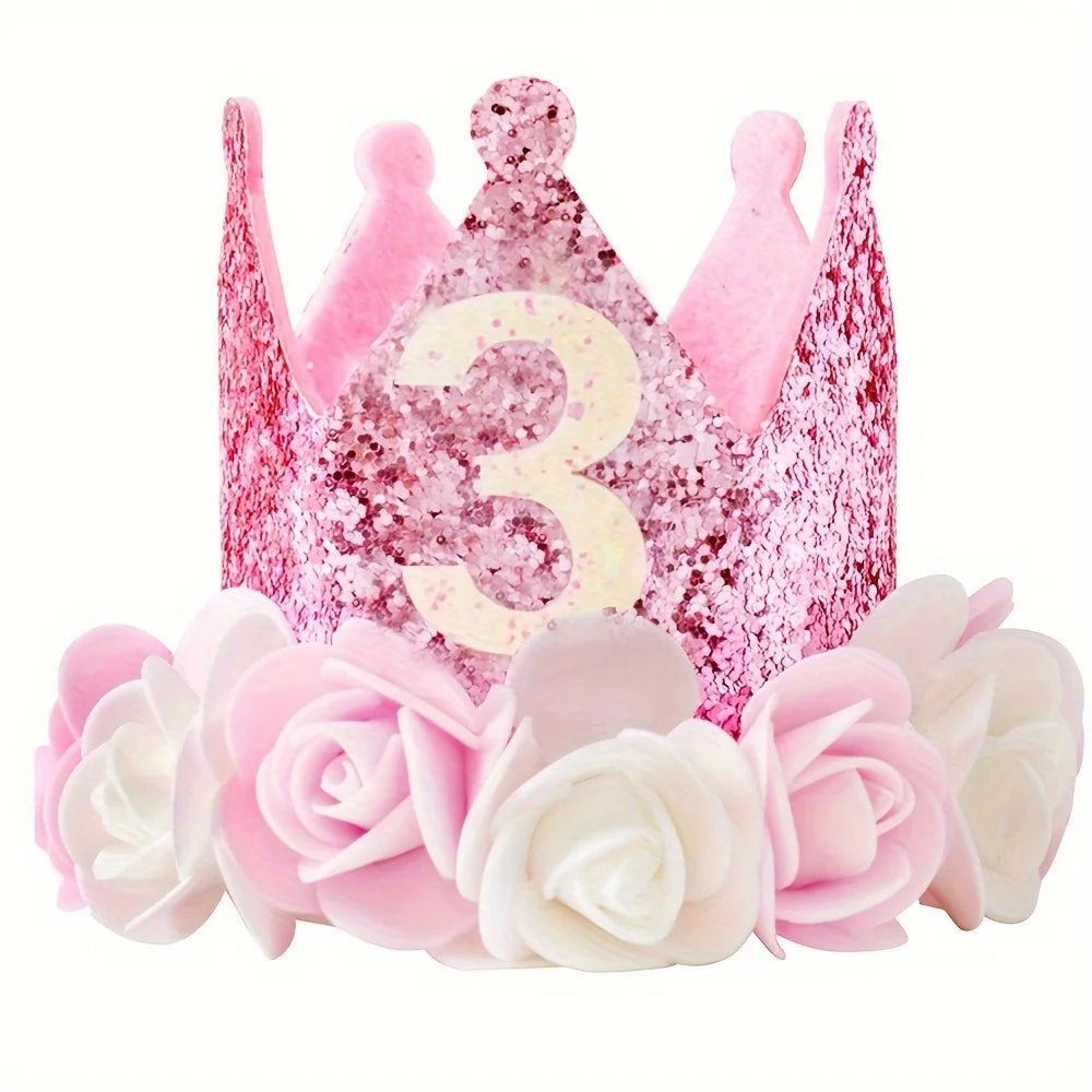 DIY 1st 2nd 3rd Birthday Crown Hat Handmade Accessories Baby One Happy Birthday Party Headband Hat Baby Shower Party Supplies