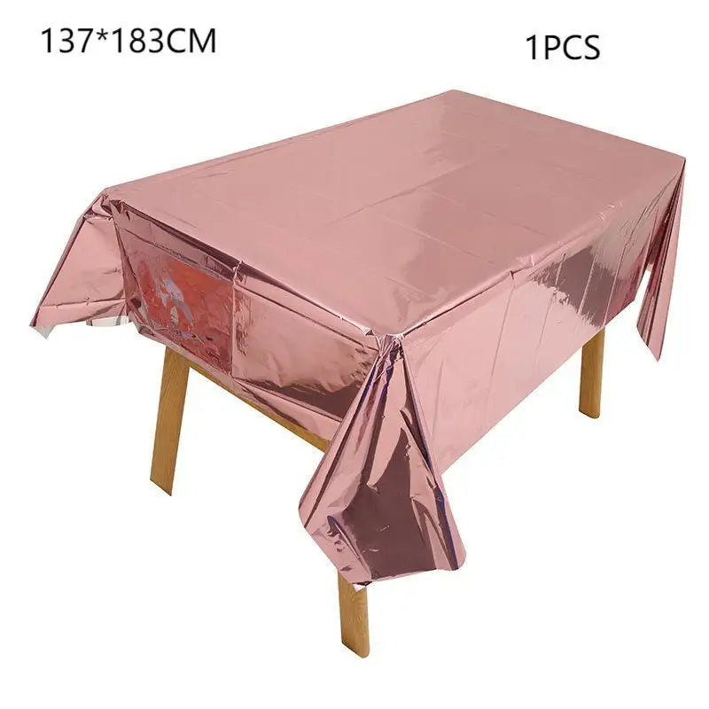 137cm*183cm Rose Gold Sliver Disposable Tablecloth For Birthay Wedding Party Decoration Birthday Partyneeds Home Decor