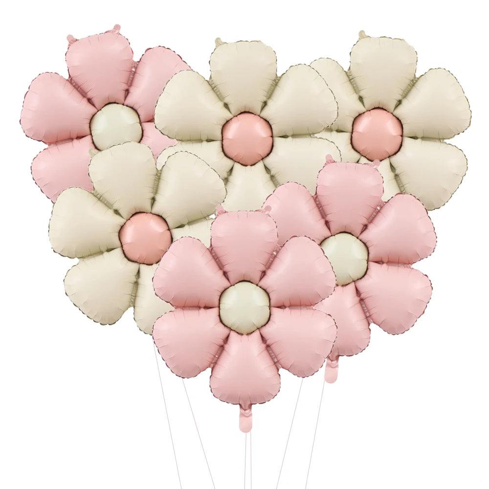 6pcs 50.5x40cm Matt Pink Candy Daisy Balloon Aluminum Foil Balloon Girl Baby Shower Birthday Party Wedding Decoration