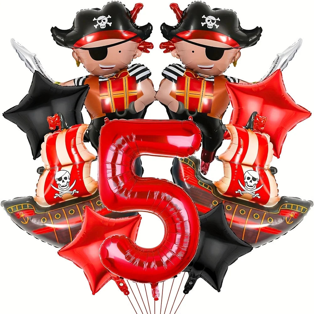 Ballons Anniversaire Pirate | Lot de 9 pièces