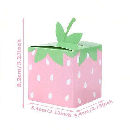 10Pcs Sweet Fruit Strawberry Theme Paper Cookie Candy Box Gift Packing Boxes for Kids Birthday Baby Shower Wedding Party Decor