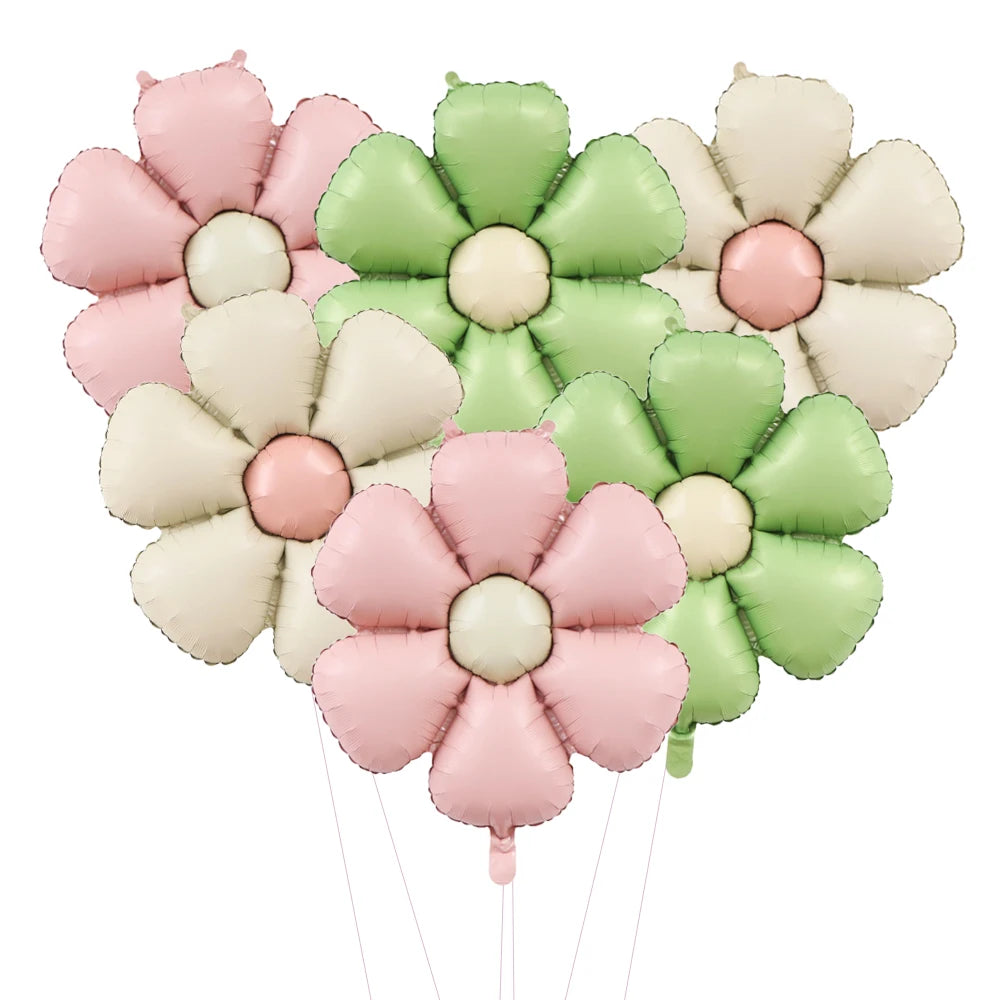 6pcs 50.5x40cm Matt Pink Candy Daisy Balloon Aluminum Foil Balloon Girl Baby Shower Birthday Party Wedding Decoration
