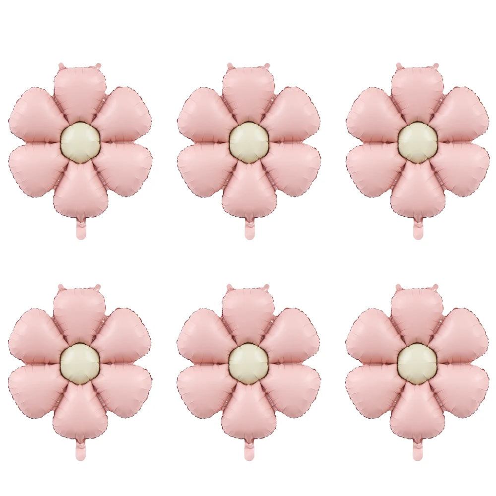 6pcs 50.5x40cm Matt Pink Candy Daisy Balloon Aluminum Foil Balloon Girl Baby Shower Birthday Party Wedding Decoration