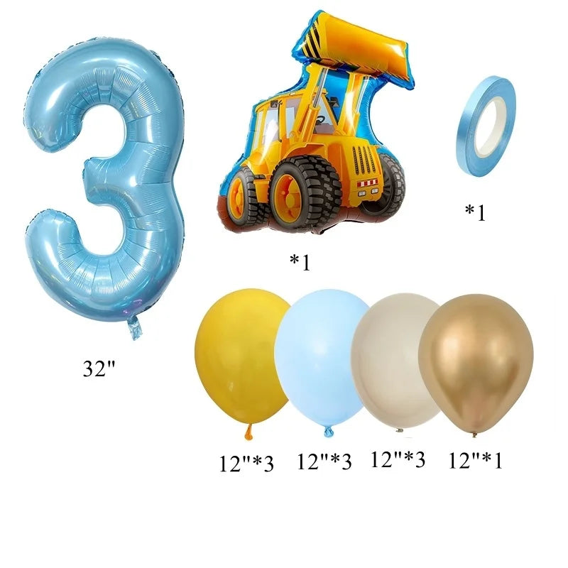 Ballons anniversaire | Camion de Chantier | 13 pièces