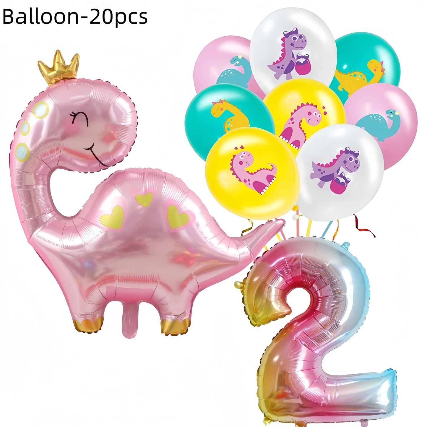 Pink Dinosaur Birthday Party Decorations Tableware Cup Plate Napkin 3D Dinosaur Balloon for Baby ShowerParty Supplies Favors