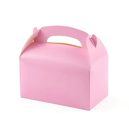 10/30/50PCS Handle Treat Box Biscuit Baking Paper Candy Cookie Box for Guests Birthday Party Pink Goodies Bag Packaging Favors