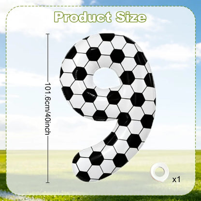 Black and white football digital balloon 0-9,40 inch giant digital balloon sports themed gift, birthday party anniversary decor