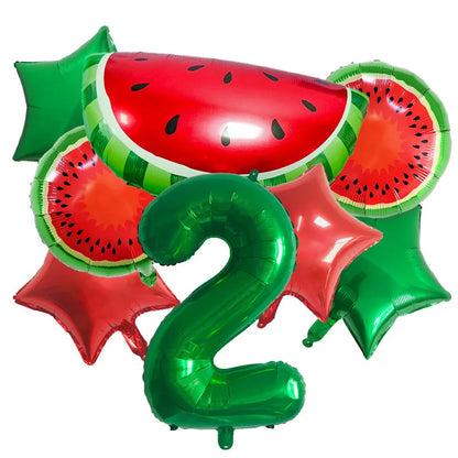 10Pcs New Summer Watermelon  Balloon Birthday Fruit Party Decoration Aluminum Film Balloon Set Party Balloon Decoration
