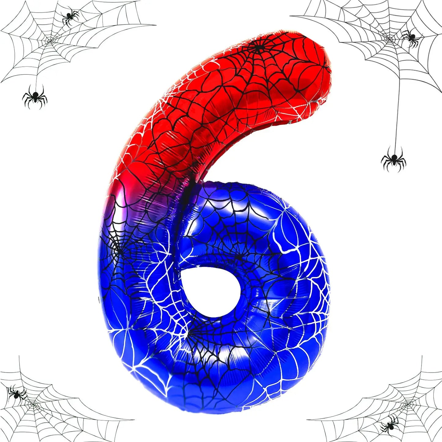 40 Inch Spider Theme Number 0-9 Foil Balloon Large Mylar for Kid Boy Movie Lover Birthday Party Anniversary Decoration Supplies