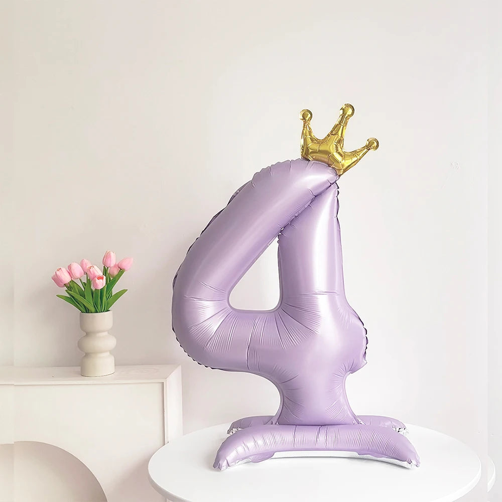 Standing matte purple crown digital aluminum foil balloon is suitable for birthday party interior decoration photo props
