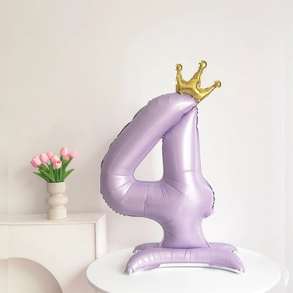 Standing matte purple crown digital aluminum foil balloon is suitable for birthday party interior decoration photo props