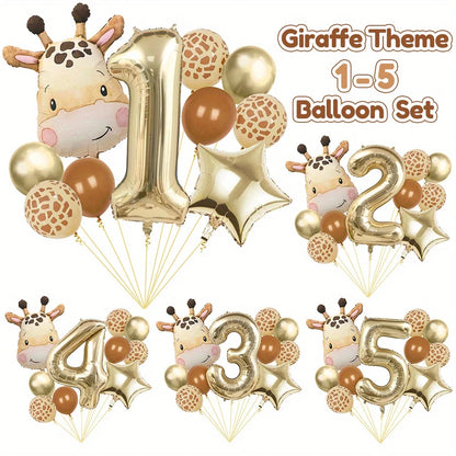 11pcs Cartoon Jungle Safari Animal Head Balloons Giraffe for Birthday Party Decor 40inch Platinum Digit Jungle Party Decor Gift