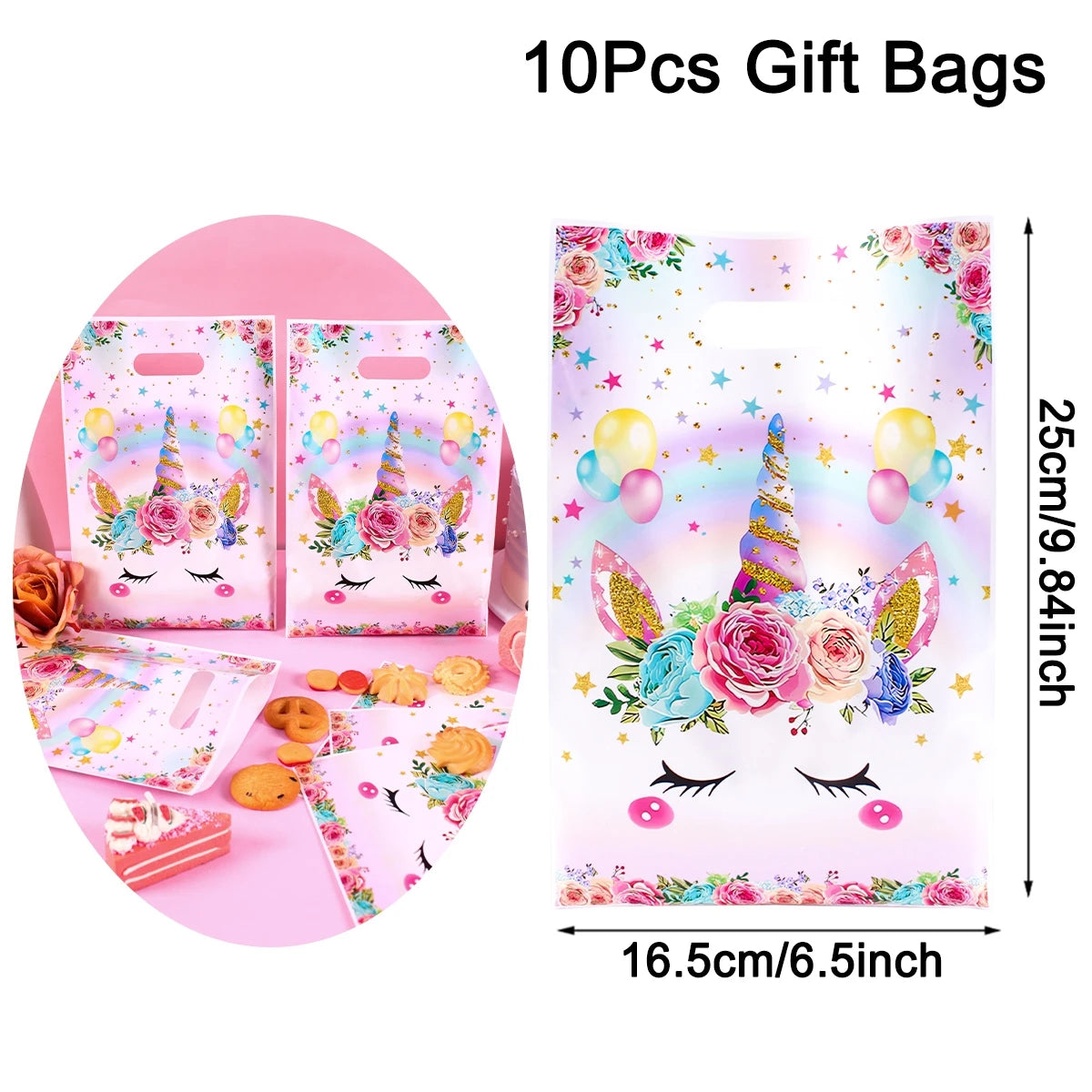 Sac cadeau anniversaire licorne | Lot de 10,20,50