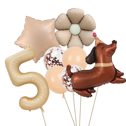 Ballon Anniversaire Chien | Lot de 8 Pièces