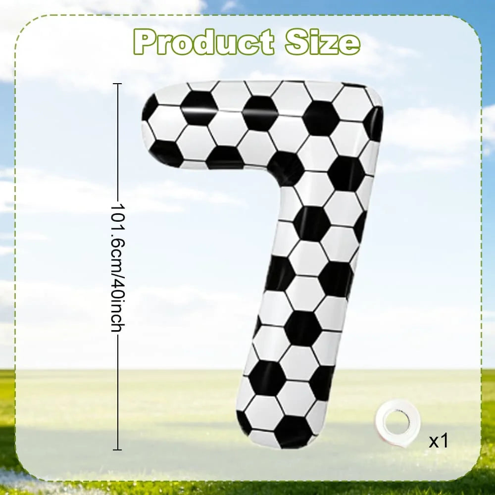 Black and white football digital balloon 0-9,40 inch giant digital balloon sports themed gift, birthday party anniversary decor