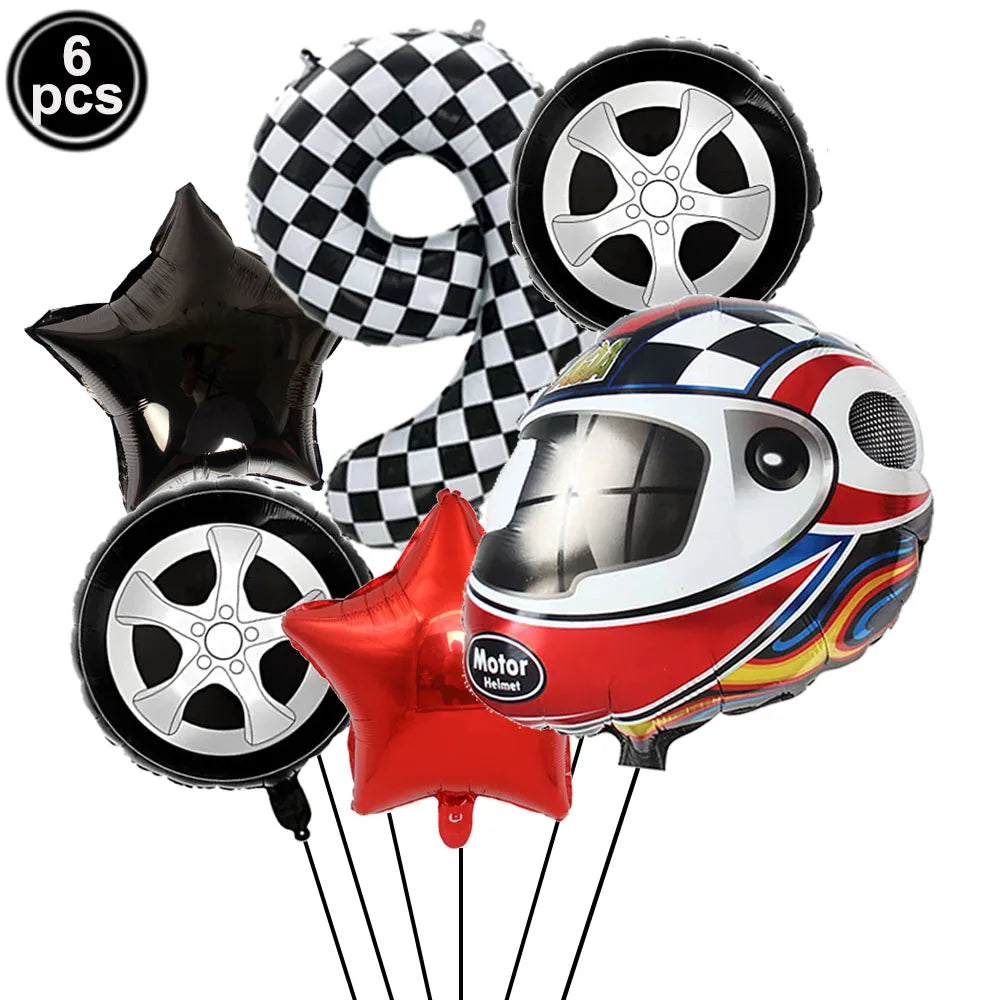 Ballons anniversaire | Thème Casque de Moto | 6 pièces