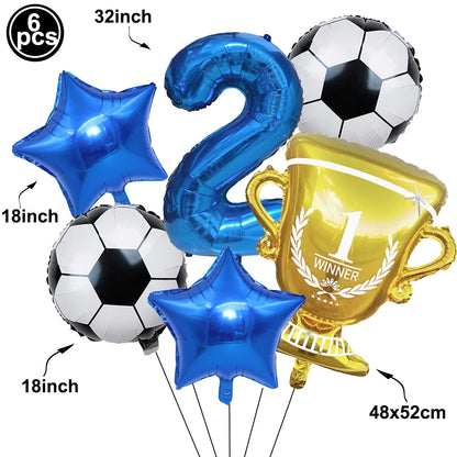 Soccer Birthday Decorations Soccer Ball Gold Trophy Red Blue Number Balloons Set Soccer Sports Theme Boy Birthday Party Decor