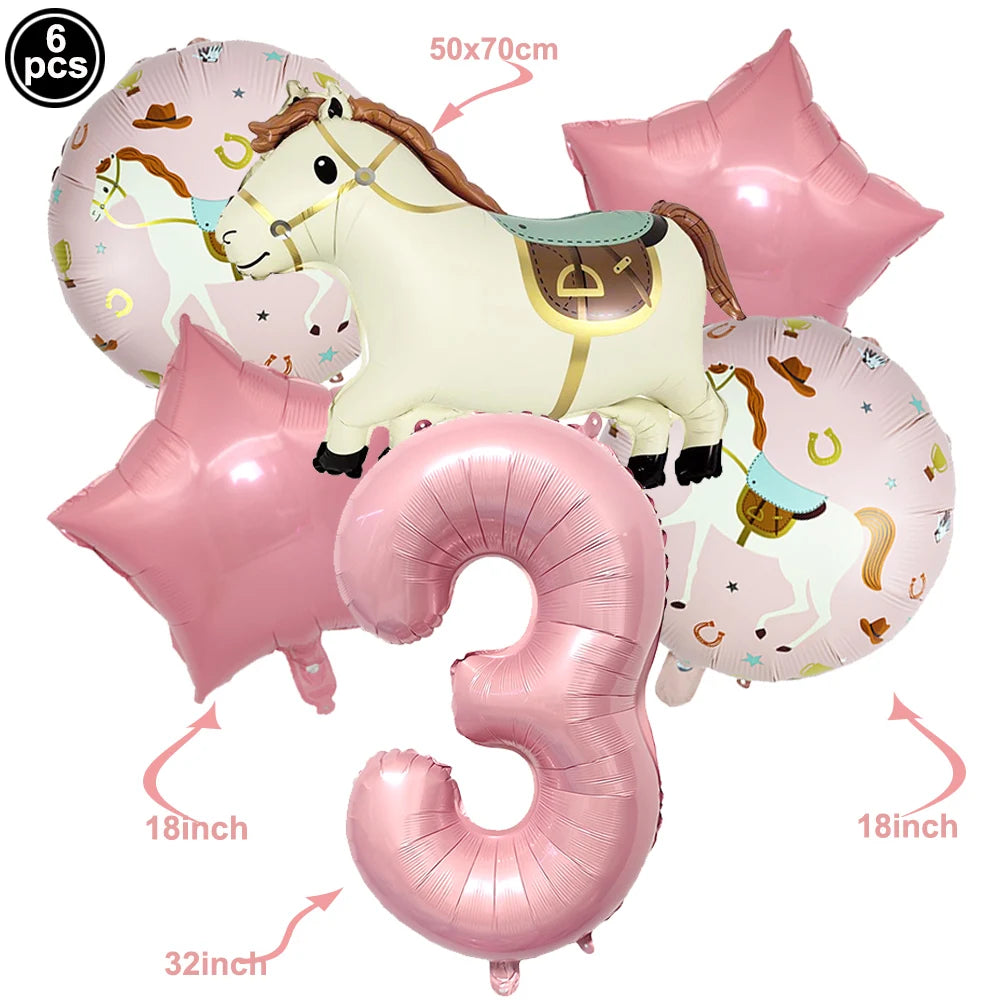 Horse Foil Balloon Set 18inch Horse Pattern Balloon Standing Pony Balloon Set Birthday Racing Horse Party Baby Shower Decoration