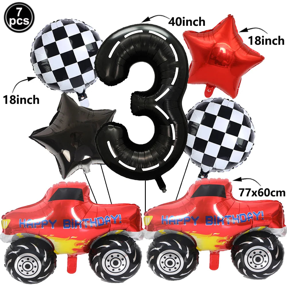 1set Monster Truck Balloons 40inch Number Balloon Set Monster Truck Birthday Balloon Baby Shower Race Car Party Decor Supplies