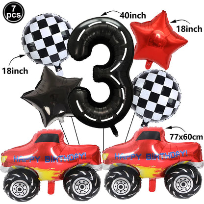 1set Monster Truck Balloons 40inch Number Balloon Set Monster Truck Birthday Balloon Baby Shower Race Car Party Decor Supplies