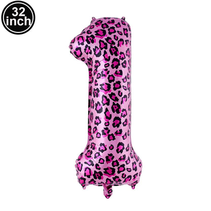 Ballon chiffre léopard rose | 32 pouces