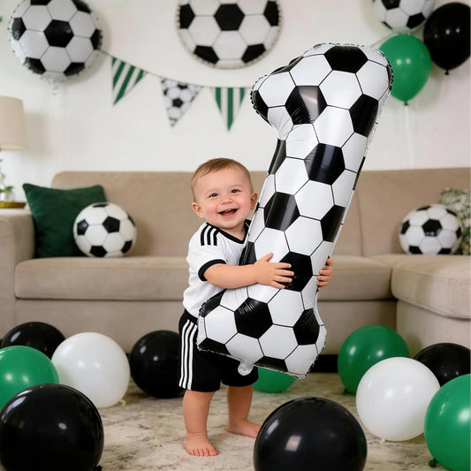 Black and white football digital balloon 0-9,40 inch giant digital balloon sports themed gift, birthday party anniversary decor