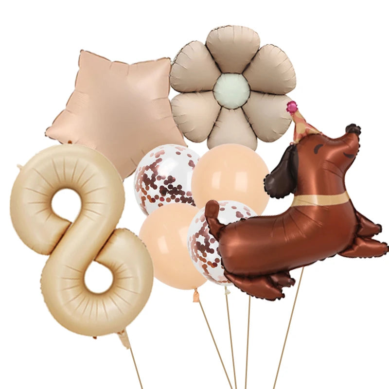 Ballon Anniversaire Chien | Lot de 8 Pièces