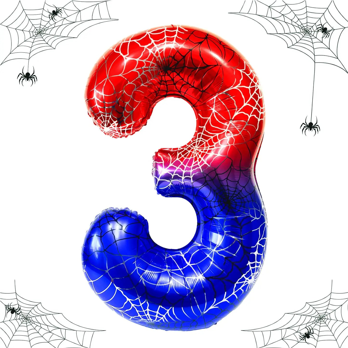 40 Inch Spider Theme Number 0-9 Foil Balloon Large Mylar for Kid Boy Movie Lover Birthday Party Anniversary Decoration Supplies