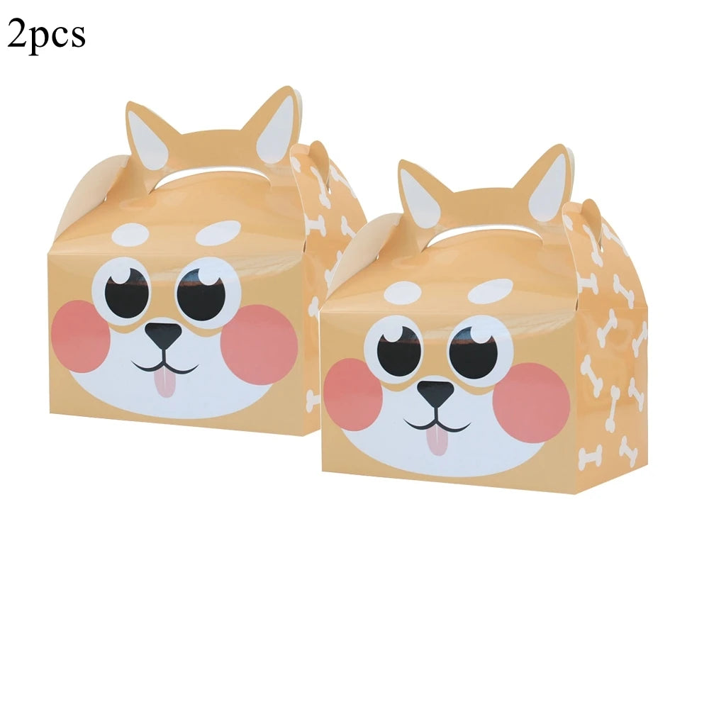 2PCS Cute Animal Paper Candy Boxes Cow Pig Biscuit Packaging Box Farmland Themed Birthday Party Supplies DIY Kids Gifit Bags