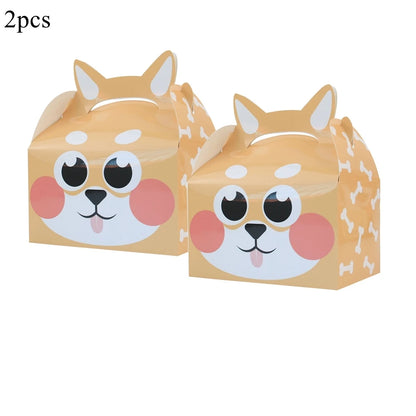2PCS Cute Animal Paper Candy Boxes Cow Pig Biscuit Packaging Box Farmland Themed Birthday Party Supplies DIY Kids Gifit Bags